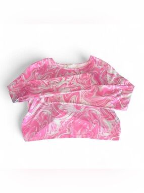 Full Tilt Pink Marble-Print Long Sleeve Sweatshirt
